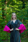 Black Ballerina Style Caftan in Multicolored Stripes