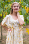 Light Yellow Side Strings Sweet Style Caftan in Ombre Fading Leaves Pattern
