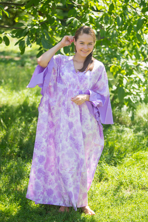 Lilac Ballerina Style Caftan in Ombre Fading Leaves