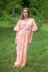 Peach Unfurl Style Caftan in Ombre Fading Leaves Pattern