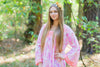 Pink Fire Maiden Style Caftan in Ombre Fading Leaves Pattern