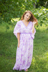 White Lilac Breezy Bohemian Style Caftan in Ombre Fading Leaves Pattern