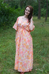 White Peach Timeless Style Caftan in Ombre Fading Leaves Pattern