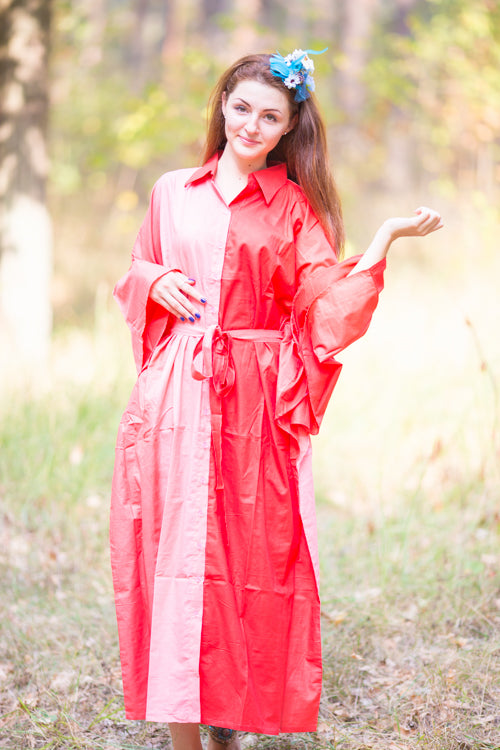 Coral Oriental Delight Style Caftan in Ombre TieDye Pattern