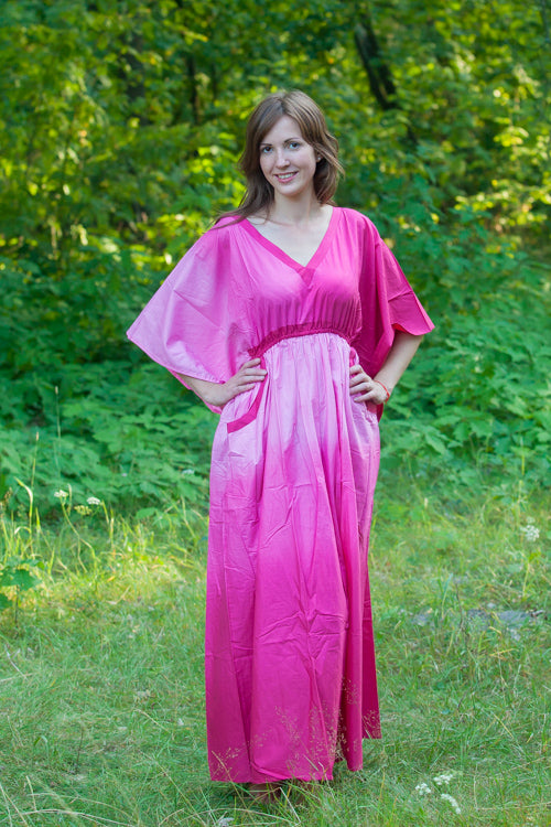 Pink Breezy Bohemian Style Caftan in Ombre TieDye Pattern