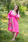 Dark Pink High Low Wind Flow Style Caftan in One Long Flower Pattern