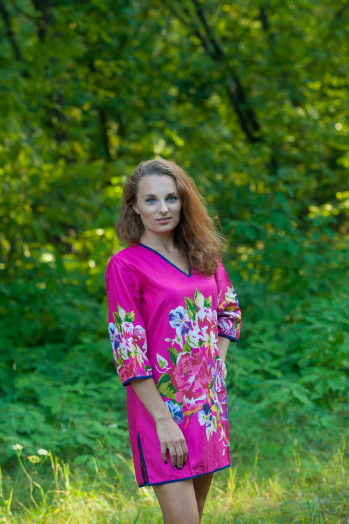 Magenta Sun and Sand Style Caftan in One Long Flower Pattern|Magenta Sun and Sand Style Caftan in One Long Flower Pattern|One Long Flower