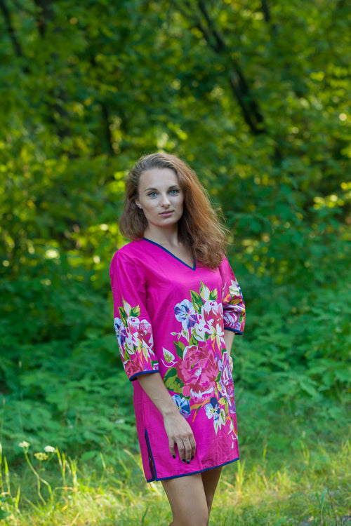 Magenta Sun and Sand Style Caftan in One Long Flower Pattern