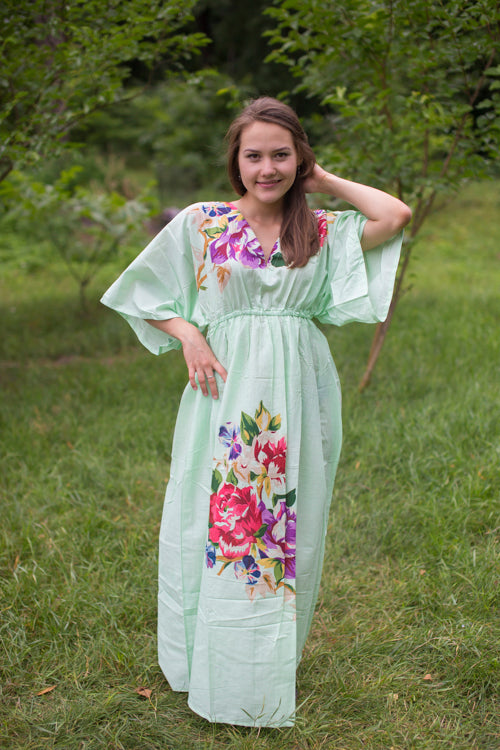 Mint I Wanna Fly Style Caftan in One Long Flower Pattern|Mint I Wanna Fly Style Caftan in One Long Flower Pattern|One Long Flower