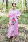 Pink Cut Out Cute Style Caftan in One Long Flower Pattern