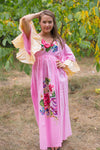 Pink Frill Lovers Style Caftan in One Long Flower Pattern