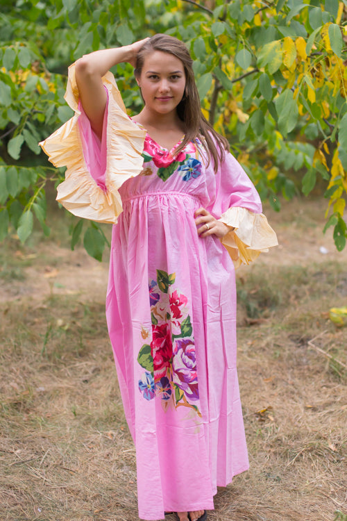 Pink Pretty Princess Style Caftan in One Long Flower Pattern