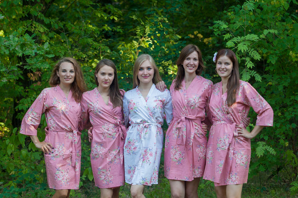 Rose Gold Faded Flowers Pattern Bridesmaids Robes