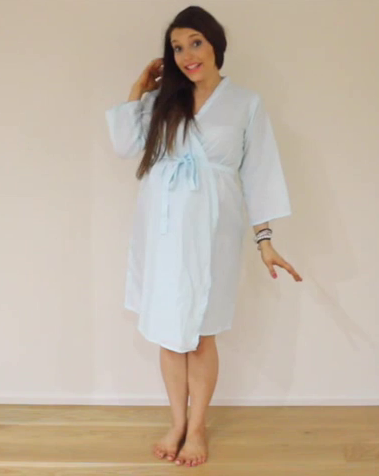 Solid Color Light Blue Maternity Hospital Gown