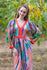 Coral My Peasant Dress Style Caftan in Peacock Plumage Pattern|Coral My Peasant Dress Style Caftan in Peacock Plumage Pattern