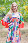 Coral Pretty Princess Style Caftan in Peacock Plumage Pattern