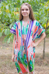 Coral Sunshine Style Caftan in Peacock Plumage Pattern