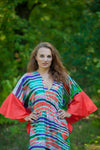 Coral Ballerina Style Caftan in Peacock Plumage
