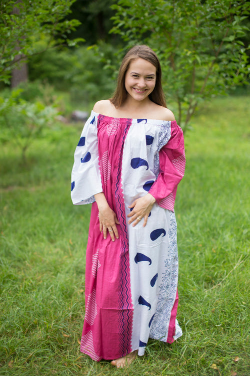 Burgundy Serene Strapless Style Caftan in Perfectly Paisley Pattern