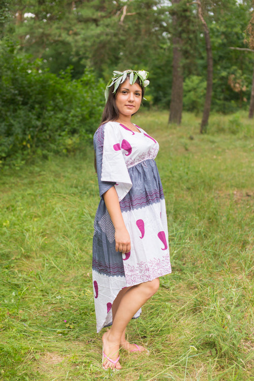 Gray High Low Wind Flow Style Caftan in Perfectly Paisley Pattern