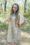 Light Yellow Summer Celebration Style Caftan in Petit Florals Pattern