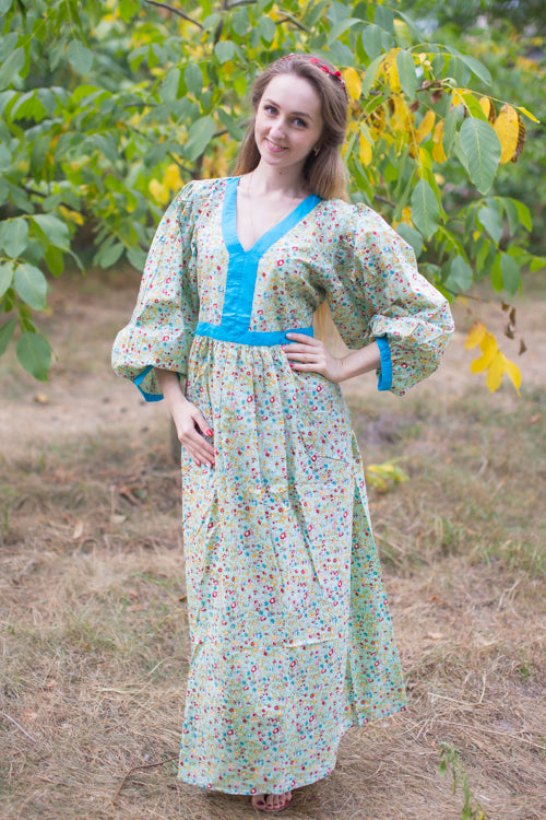 Mint My Peasant Dress Style Caftan in Petit Florals Pattern