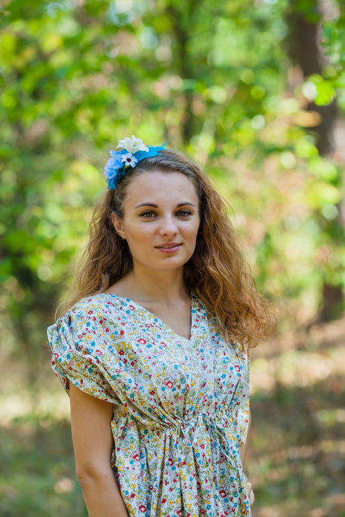 White Magic Sleeves Style Caftan in Petit Florals Pattern