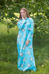 Blue Charming Collars Style Caftan in Pink Peonies Pattern