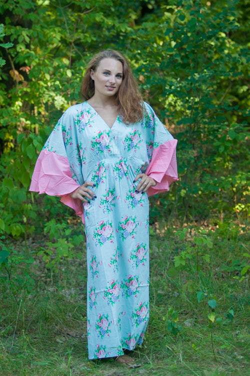 Mint Ballerina Style Caftan in Pink Peonies