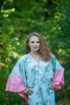 Mint Ballerina Style Caftan in Pink Peonies