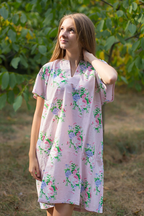 Pink Sunshine Style Caftan in Pink Peonies Pattern