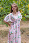 Pink Side Strings Sweet Style Caftan in Pink Peonies Pattern