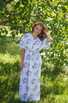 White Best of both the worlds Style Caftan in Pink Peonies Pattern