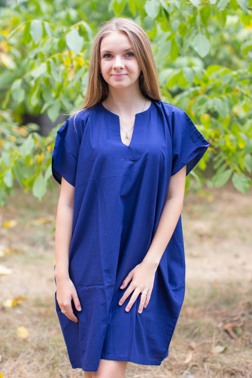 Dark Blue Sunshine Style Caftan in Plain and Simple Pattern