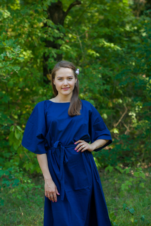Dark Blue Mademoiselle Style Caftan in Plain and Simple Pattern
