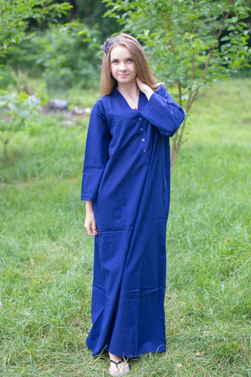 Dark Blue Simply Elegant Style Caftan in Plain and Simple Pattern