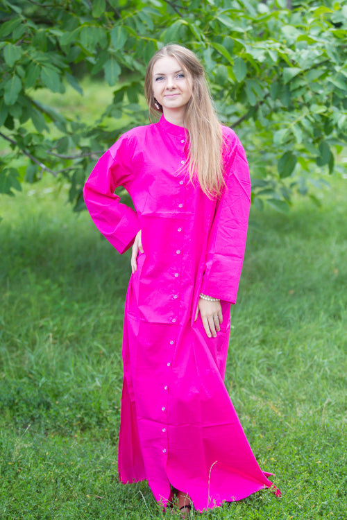 Magenta Charming Collars Style Caftan in Plain and Simple Pattern