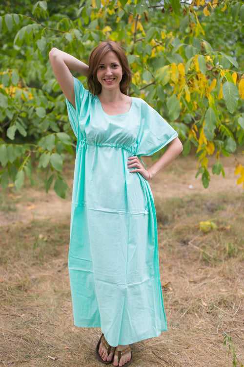 Mint Side Strings Sweet Style Caftan in Plain and Simple Pattern