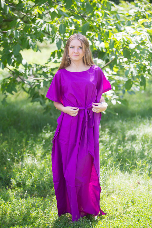 Purple Divinely Simple Style Caftan in Plain and Simple Pattern