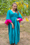 Teal Frill Lovers Style Caftan in Plain and Simple Pattern