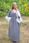 Black Frill Lovers Style Caftan in Polka Dots Pattern