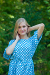 Blue Mademoiselle Style Caftan in Polka Dots Pattern