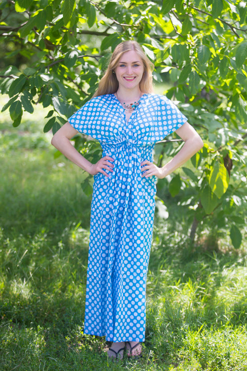 Blue Beach Days Style Caftan in Polka Dots
