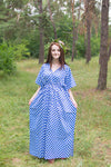 Dark Blue Timeless Style Caftan in Polka Dots Pattern