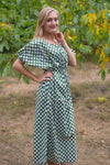 Dark Green Cut Out Cute Style Caftan in Polka Dots Pattern
