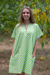 Light Green Sunshine Style Caftan in Polka Dots Pattern