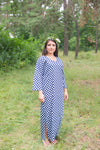 Navy Blue The Unwind Style Caftan in Polka Dots Pattern