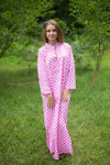 Pink Mandarin On My Mind Style Caftan in Polka Dots Pattern