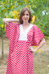 Red Flowing River Style Caftan in Polka Dots Pattern