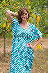 Teal Side Strings Sweet Style Caftan in Polka Dots Pattern